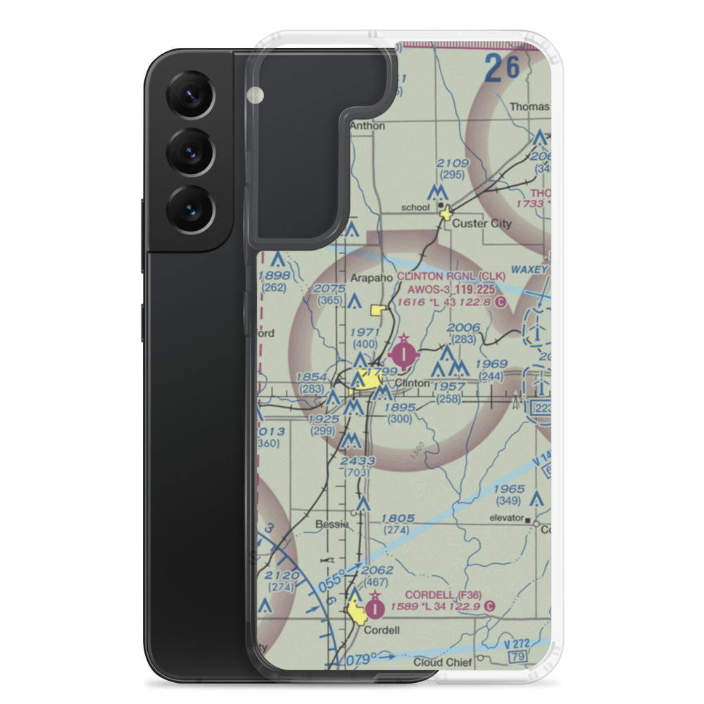 Clinton Regional Airport (CLK) VFR Sectional Samsung Case Samsung Galaxy S22 Plus model shown