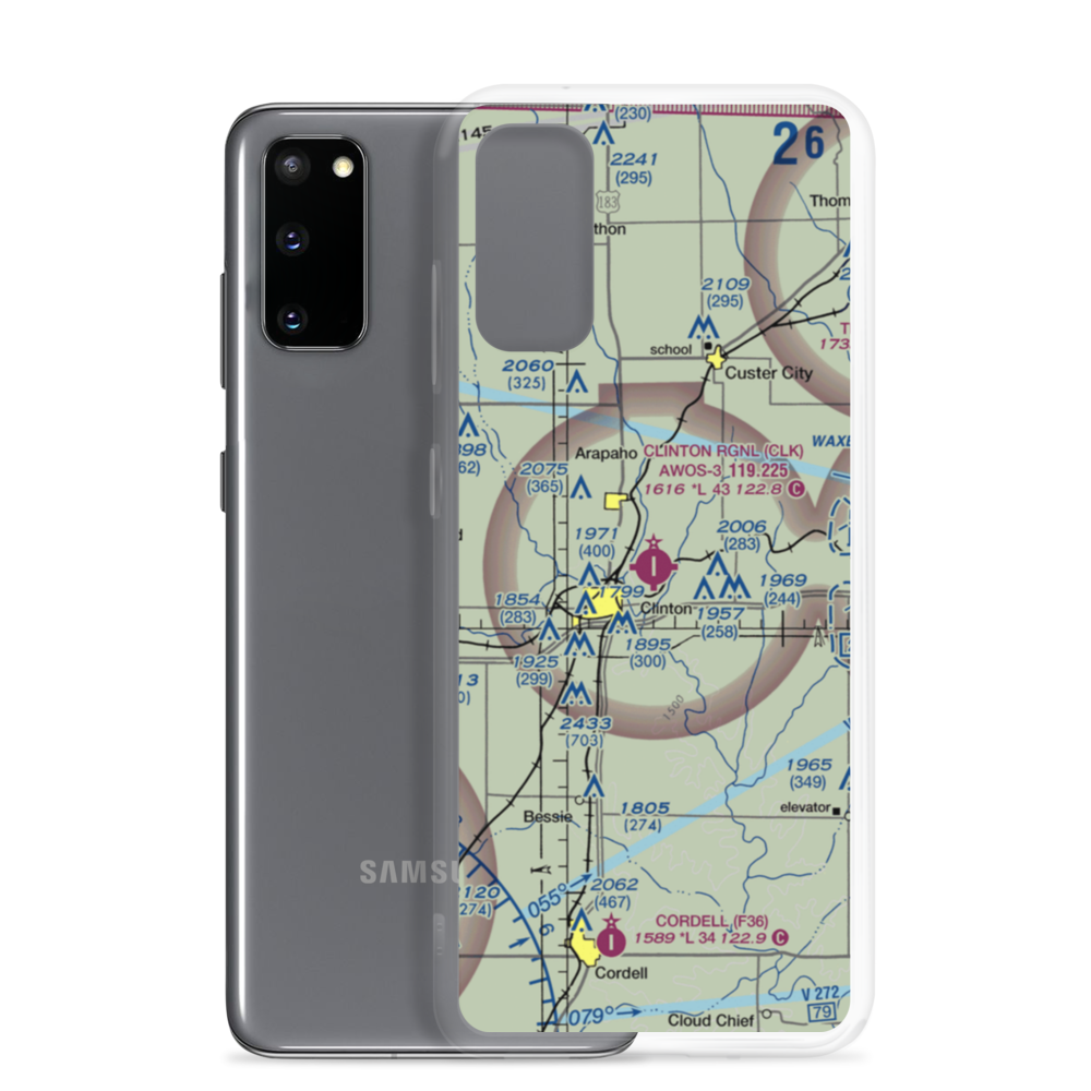 Clinton Regional Airport (CLK) VFR Sectional Samsung Case Samsung Galaxy S20 model shown