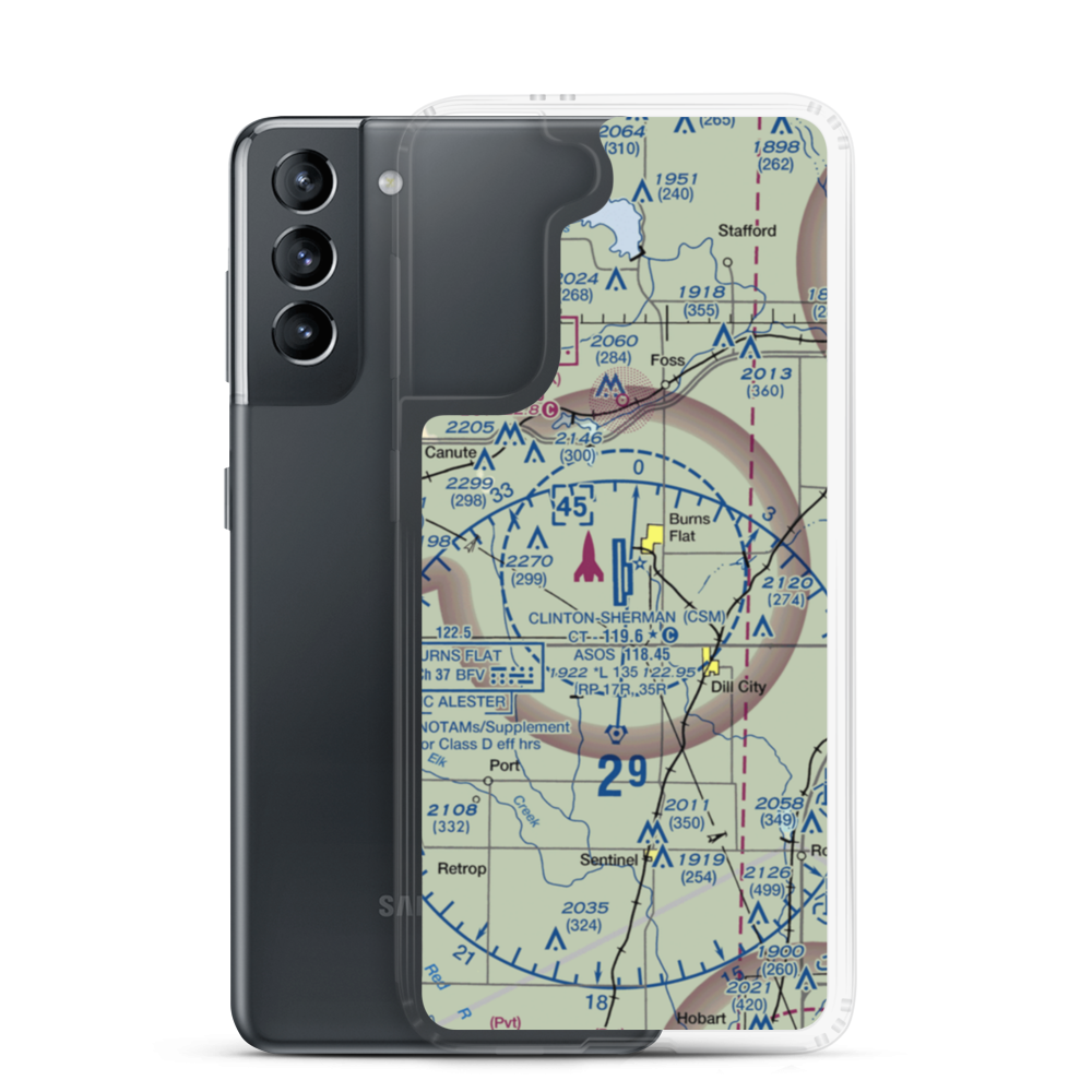 Clinton Sherman Airport (CSM) VFR Sectional Samsung Case Samsung Galaxy S21 model shown