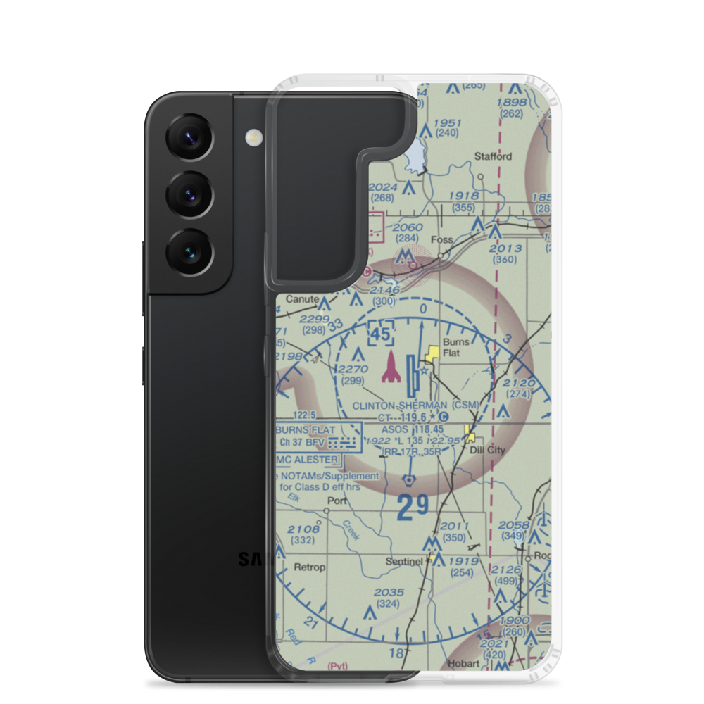 Clinton Sherman Airport (CSM) VFR Sectional Samsung Case Samsung Galaxy S22 model shown
