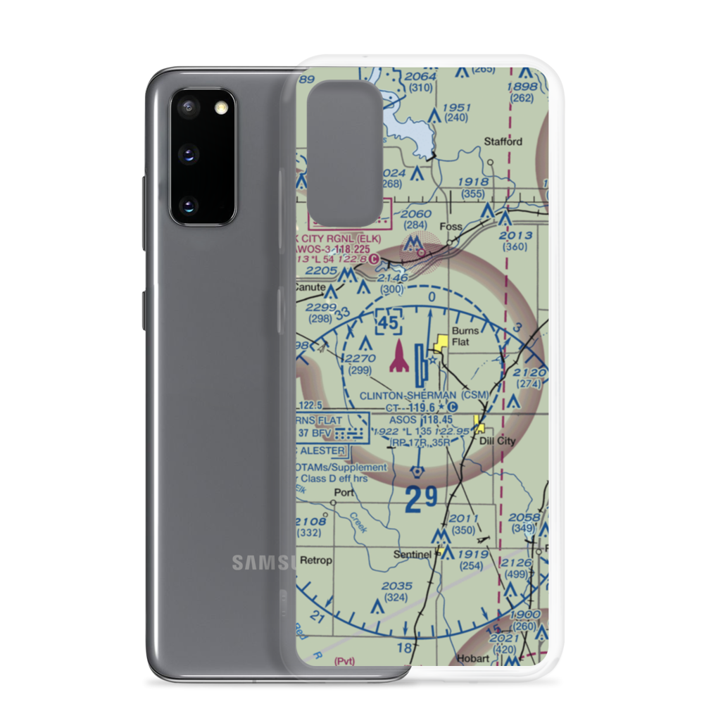 Clinton Sherman Airport (CSM) VFR Sectional Samsung Case Samsung Galaxy S20 model shown