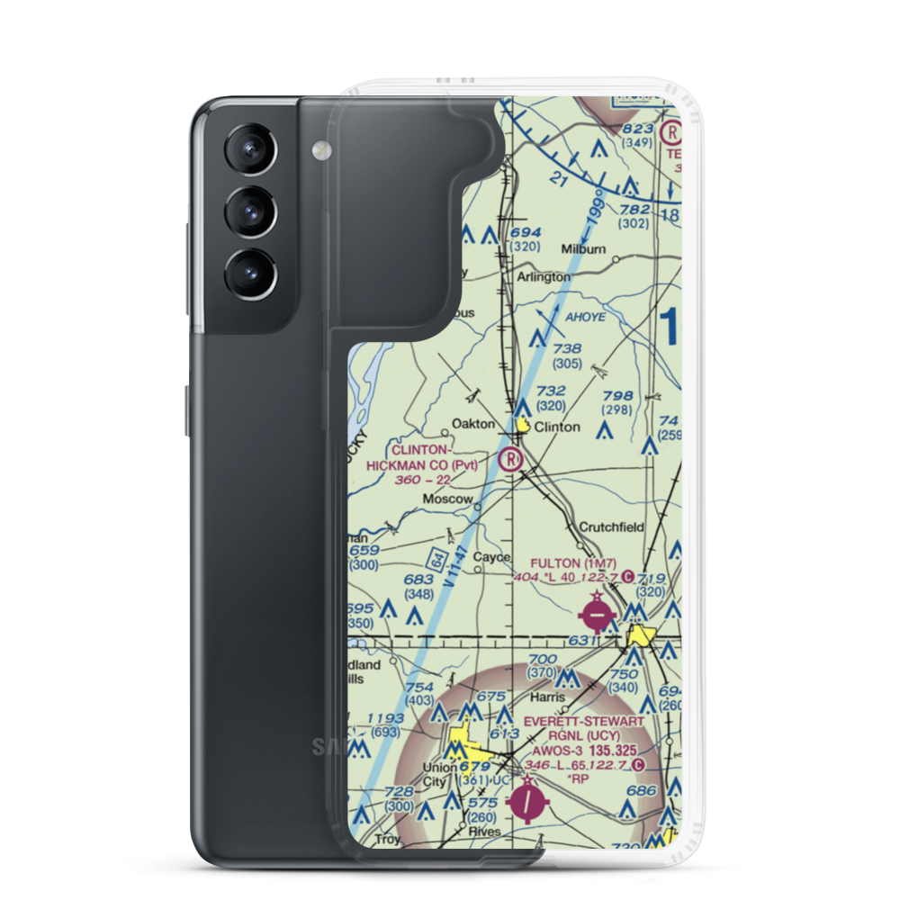 Clinton-Hickman County Airport (0KY7) VFR Sectional Samsung Case Samsung Galaxy S21 model shown
