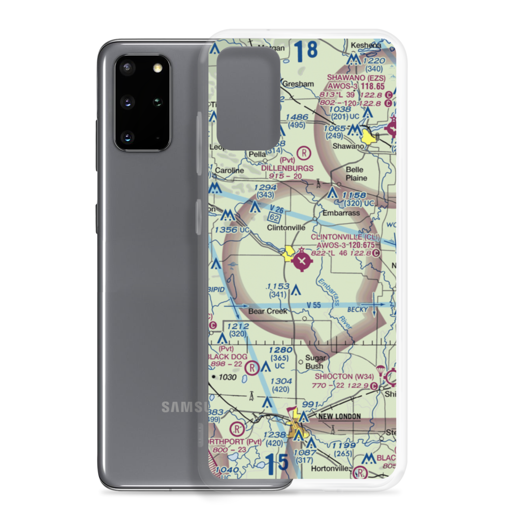 Clintonville Municipal Airport (CLI) VFR Sectional Samsung Case Samsung Galaxy S20 Plus model shown