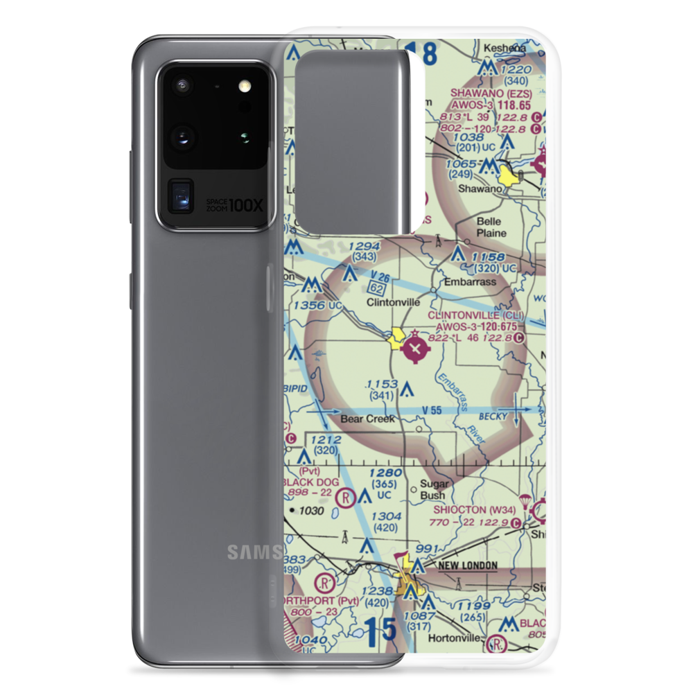 Clintonville Municipal Airport (CLI) VFR Sectional Samsung Case Samsung Galaxy S20 Ultra model shown