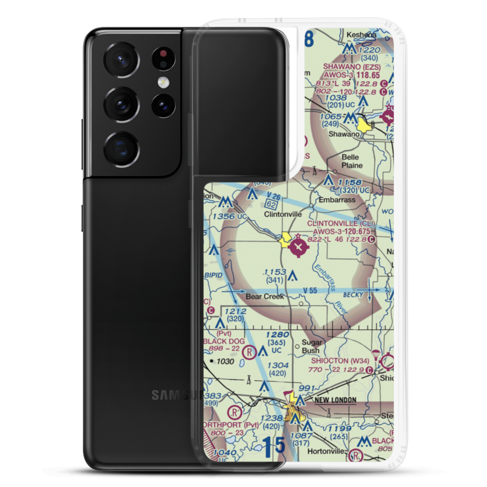 Clintonville Municipal Airport (CLI) VFR Sectional Samsung Case Samsung Galaxy S21 Ultra model shown