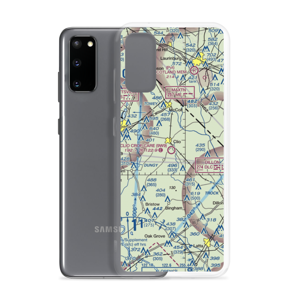 Clio Crop Care Airport (9W9) VFR Sectional Samsung Case Samsung Galaxy S20 model shown