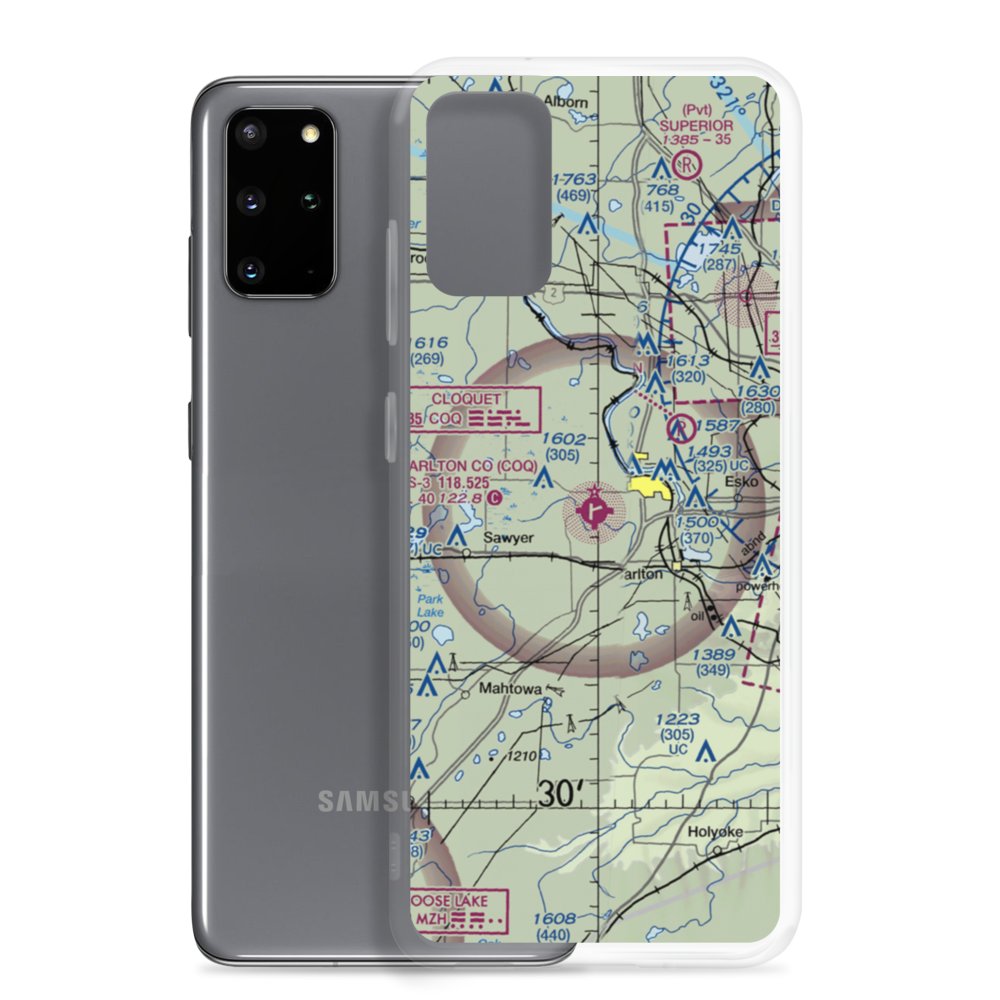Cloquet Carlton County Airport (COQ) VFR Sectional Samsung Case Samsung Galaxy S20 Plus model shown