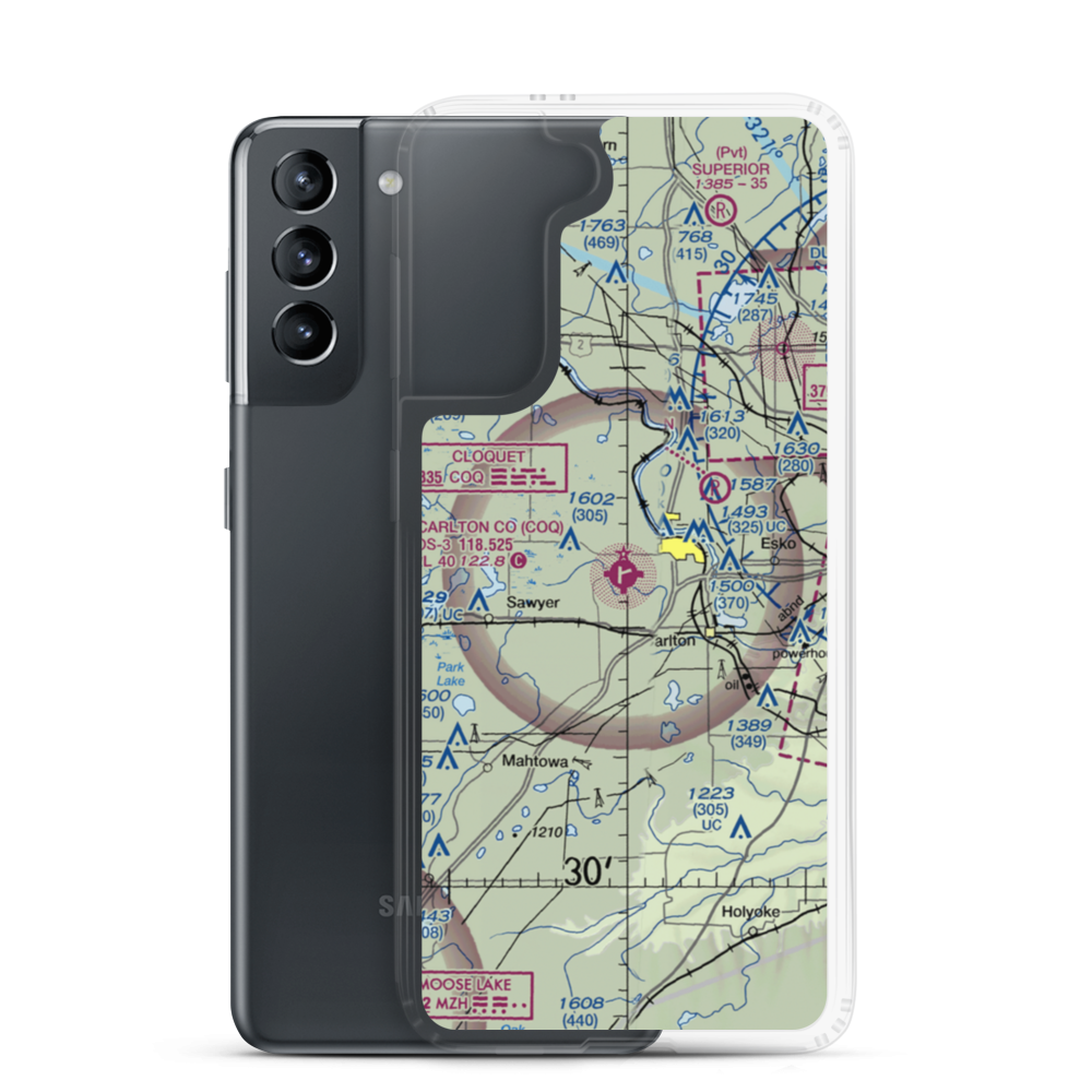 Cloquet Carlton County Airport (COQ) VFR Sectional Samsung Case Samsung Galaxy S21 model shown