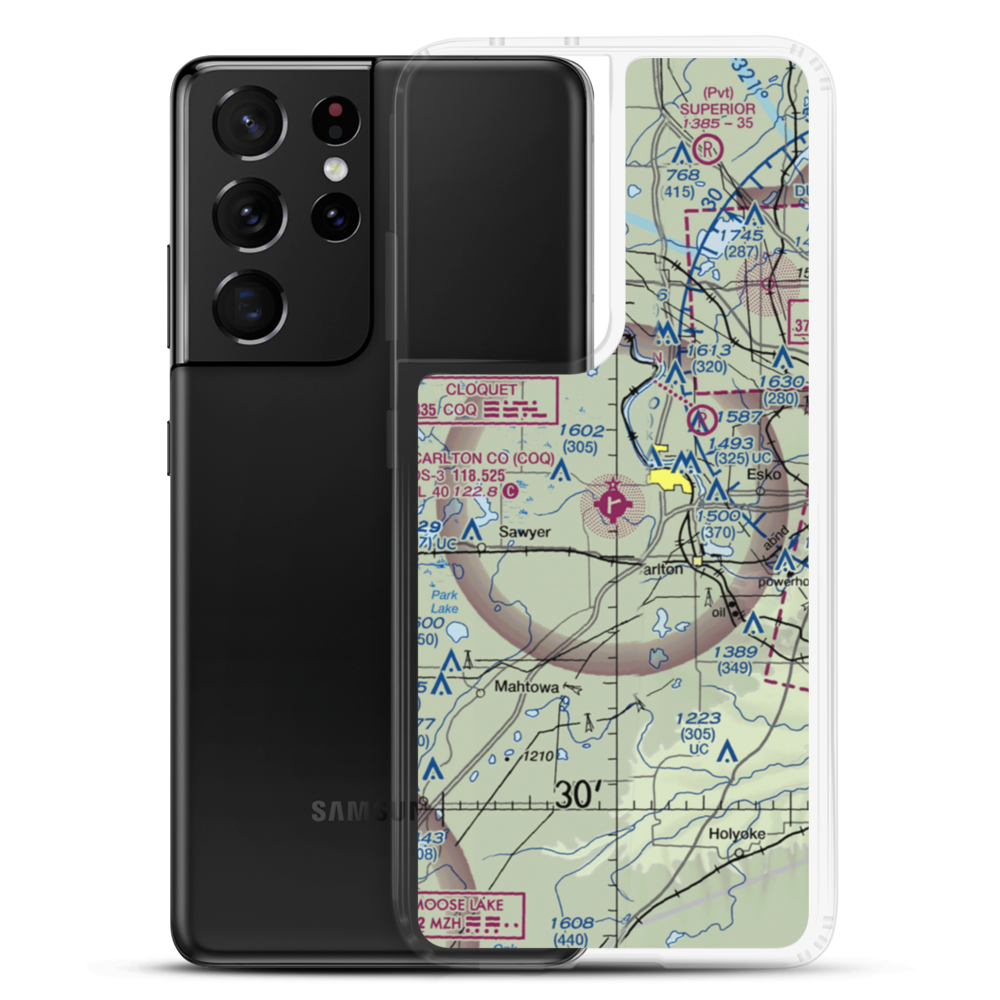 Cloquet Carlton County Airport (COQ) VFR Sectional Samsung Case Samsung Galaxy S21 Ultra model shown