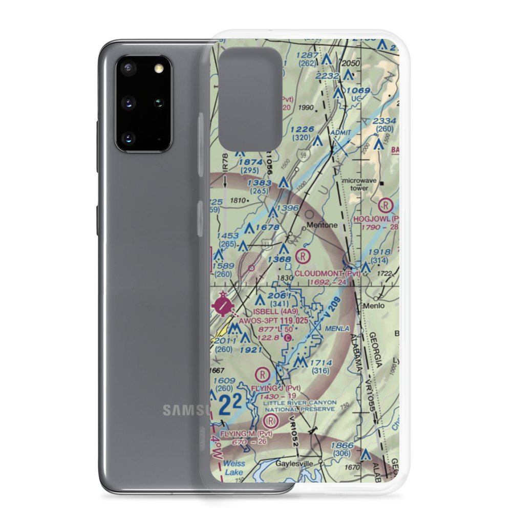 Cloudmont Airpark (AL09) VFR Sectional Samsung Case Samsung Galaxy S20 Plus model shown