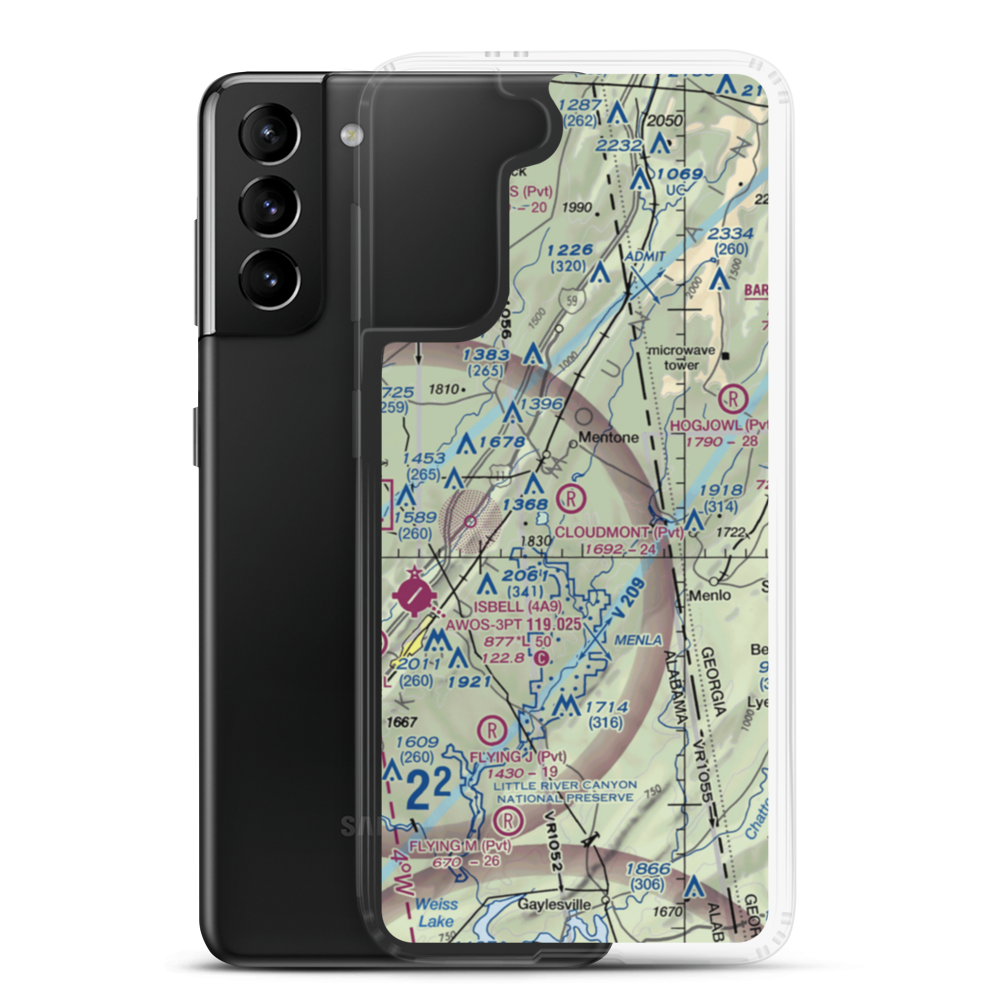 Cloudmont Airpark (AL09) VFR Sectional Samsung Case Samsung Galaxy S21 Plus model shown