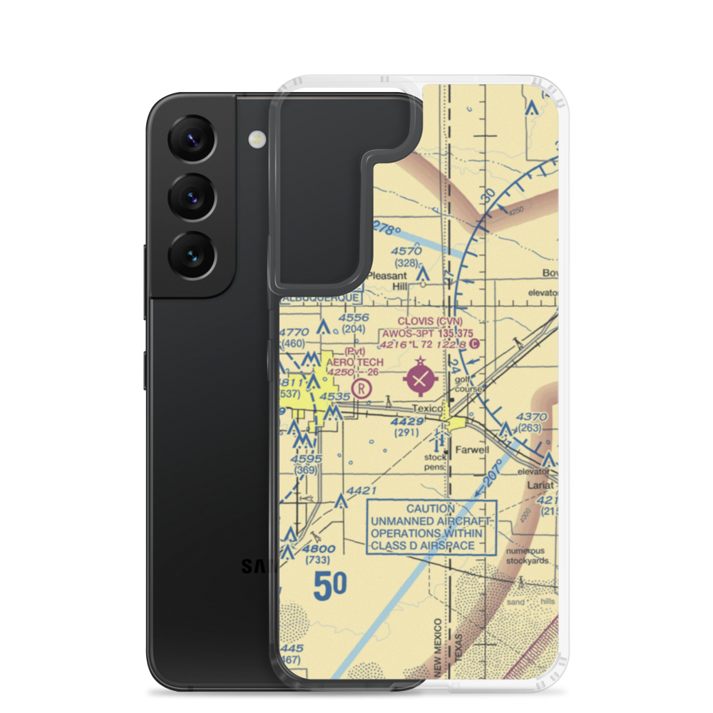 Clovis Municipal Airport (CVN) VFR Sectional Samsung Case Samsung Galaxy S22 model shown