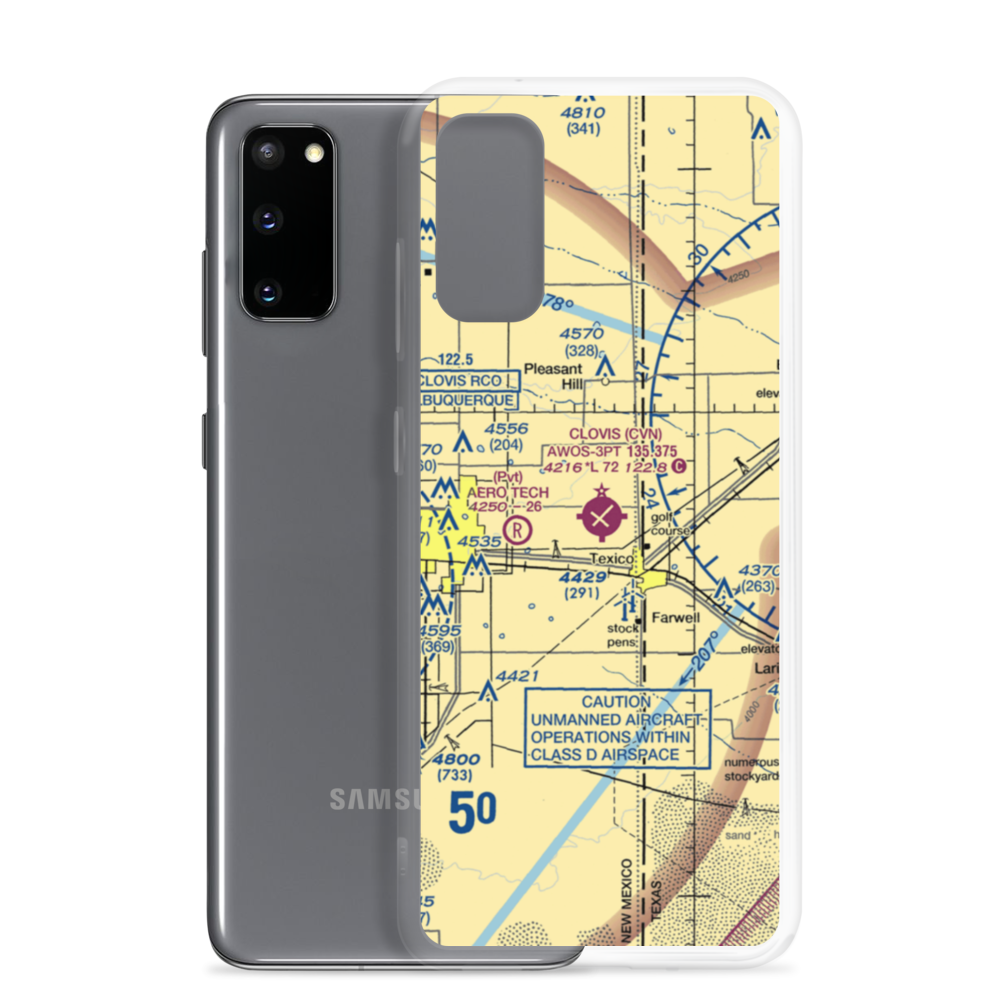 Clovis Municipal Airport (CVN) VFR Sectional Samsung Case Samsung Galaxy S20 model shown