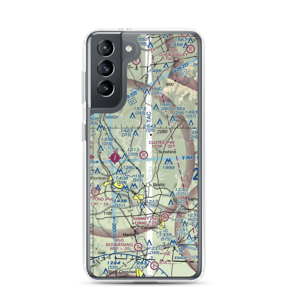 Clute's Hilltop Airport (69NC) VFR Sectional Samsung Case Samsung Galaxy S21 model shown