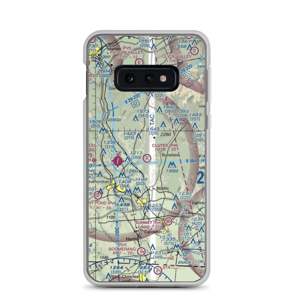 Clute's Hilltop Airport (69NC) VFR Sectional Samsung Case Samsung Galaxy S10e model shown