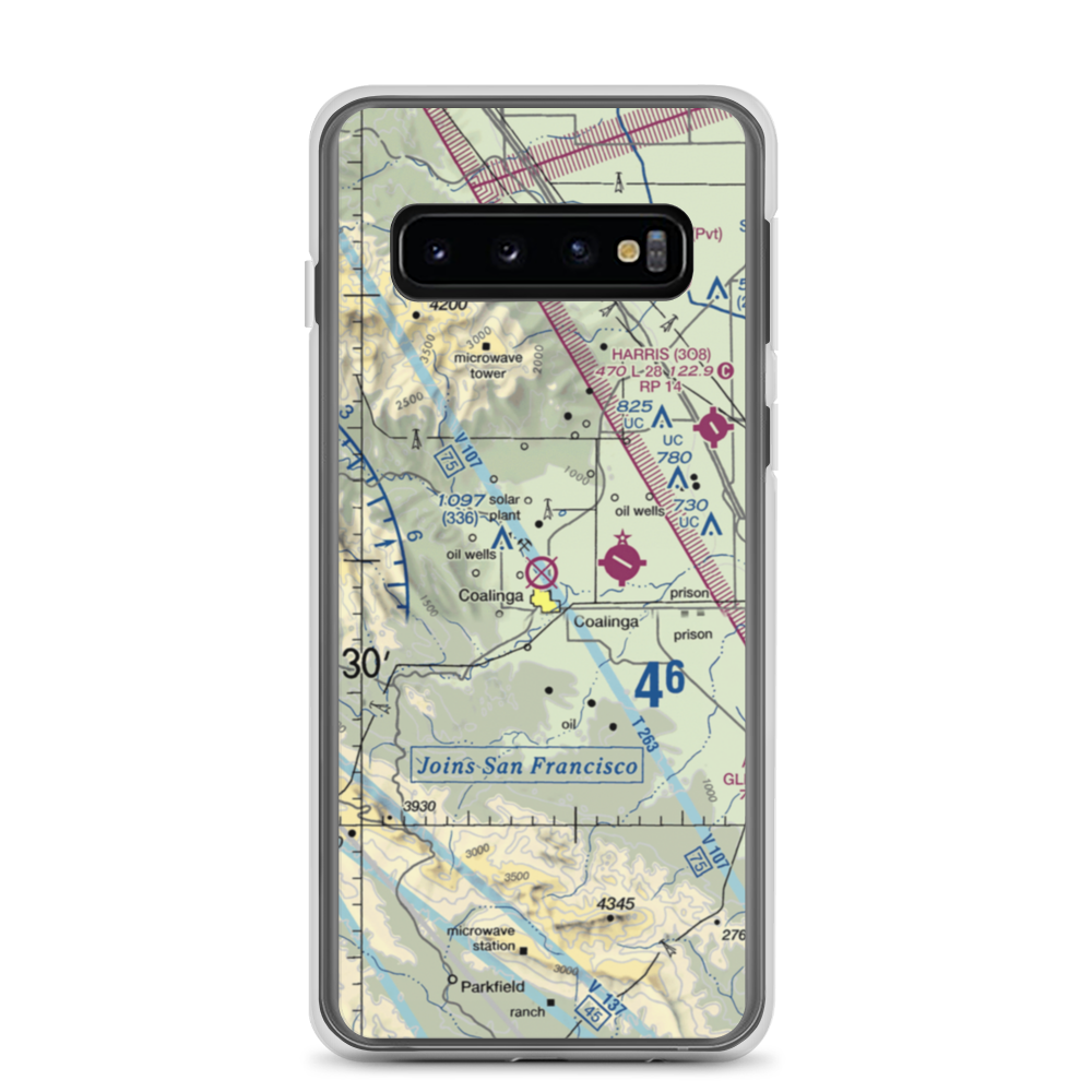 Coalinga Airport (CLG) VFR Sectional Samsung Case Samsung Galaxy S10 model shown