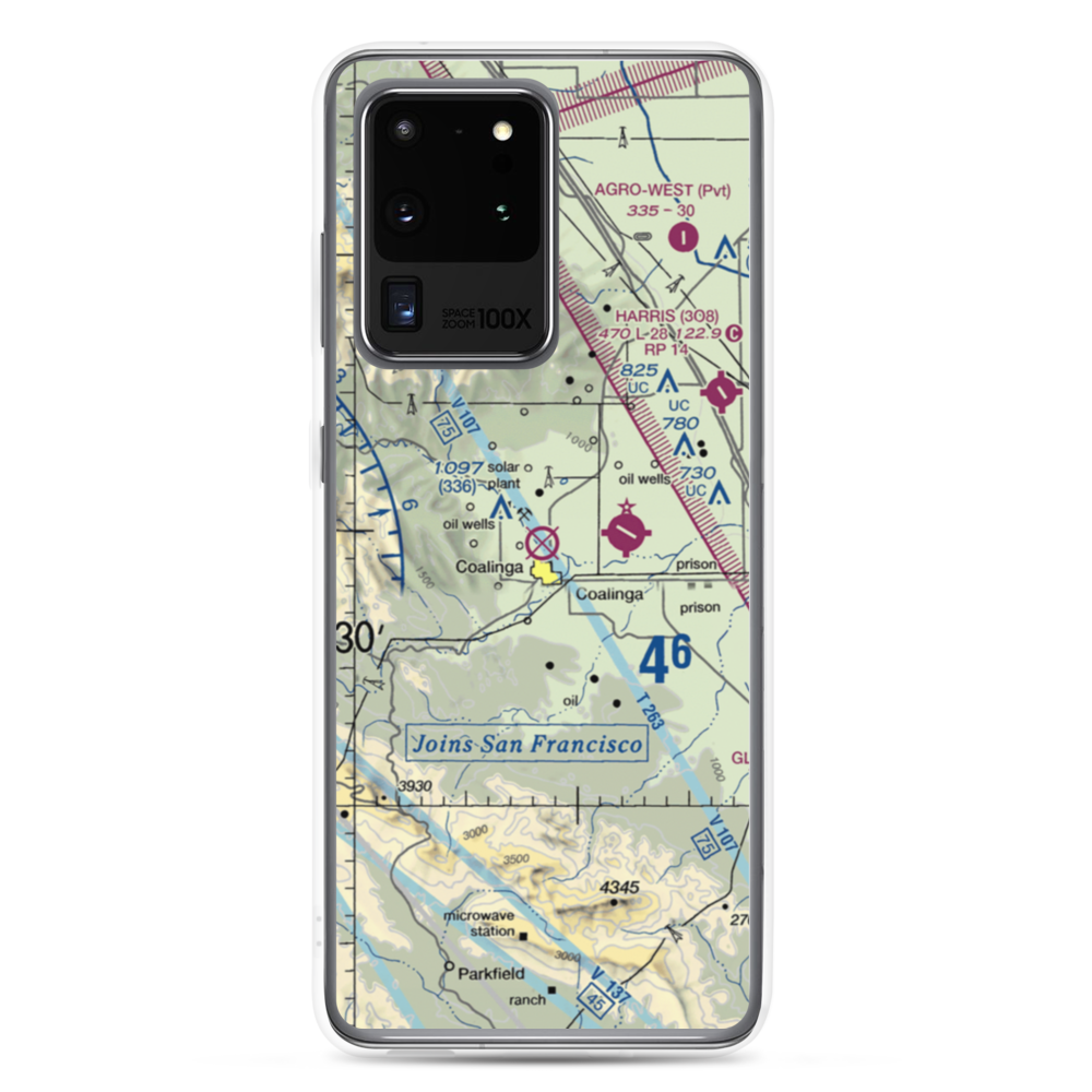 Coalinga Airport (CLG) VFR Sectional Samsung Case Samsung Galaxy S20 Ultra model shown