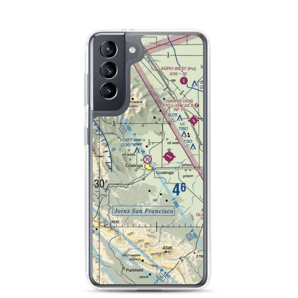 Coalinga Airport (CLG) VFR Sectional Samsung Case Samsung Galaxy S21 model shown