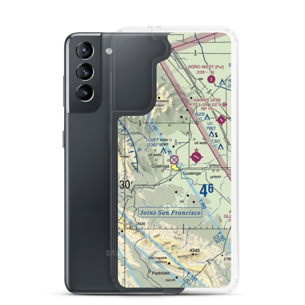 Coalinga Airport (CLG) VFR Sectional Samsung Case Samsung Galaxy S21 model shown