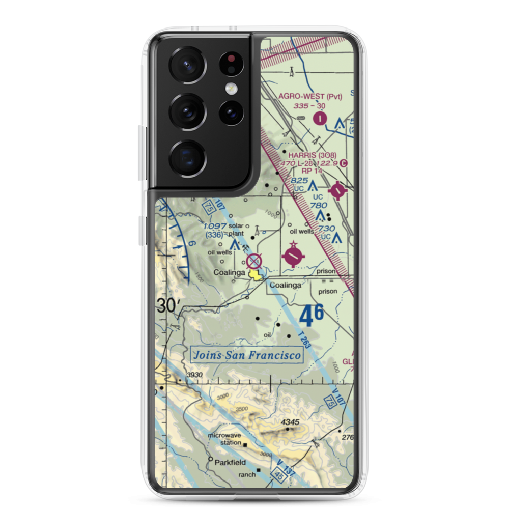 Coalinga Airport (CLG) VFR Sectional Samsung Case Samsung Galaxy S21 Ultra model shown