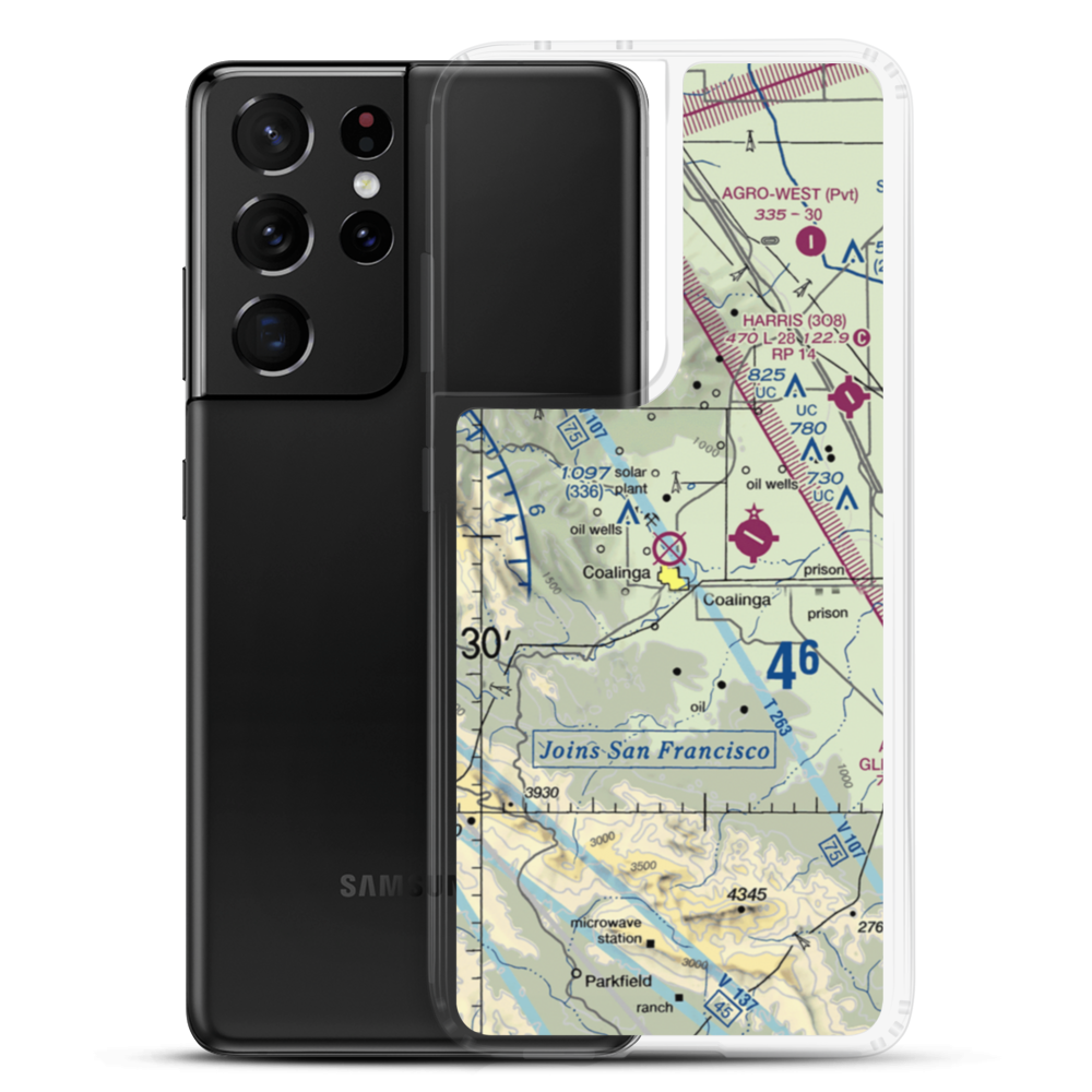 Coalinga Airport (CLG) VFR Sectional Samsung Case Samsung Galaxy S21 Ultra model shown