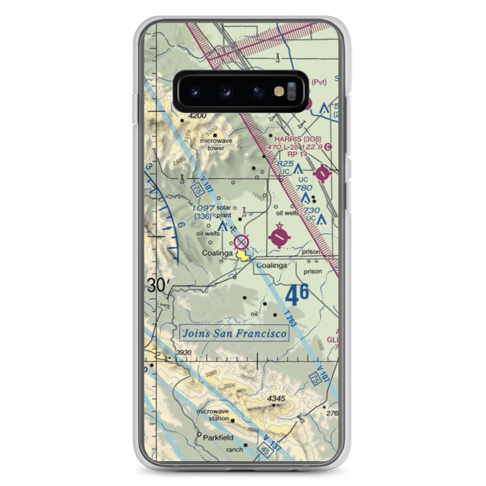 Coalinga Airport (CLG) VFR Sectional Samsung Case Samsung Galaxy S10+ model shown