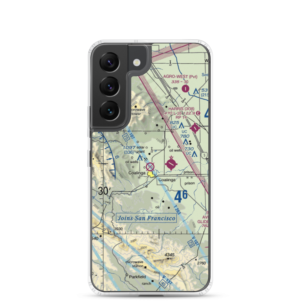Coalinga Airport (CLG) VFR Sectional Samsung Case Samsung Galaxy S22 model shown