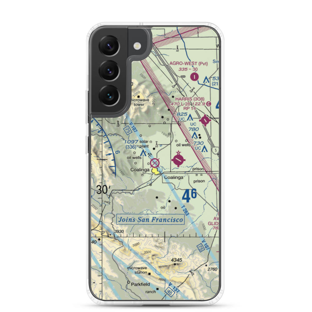 Coalinga Airport (CLG) VFR Sectional Samsung Case Samsung Galaxy S22 Plus model shown