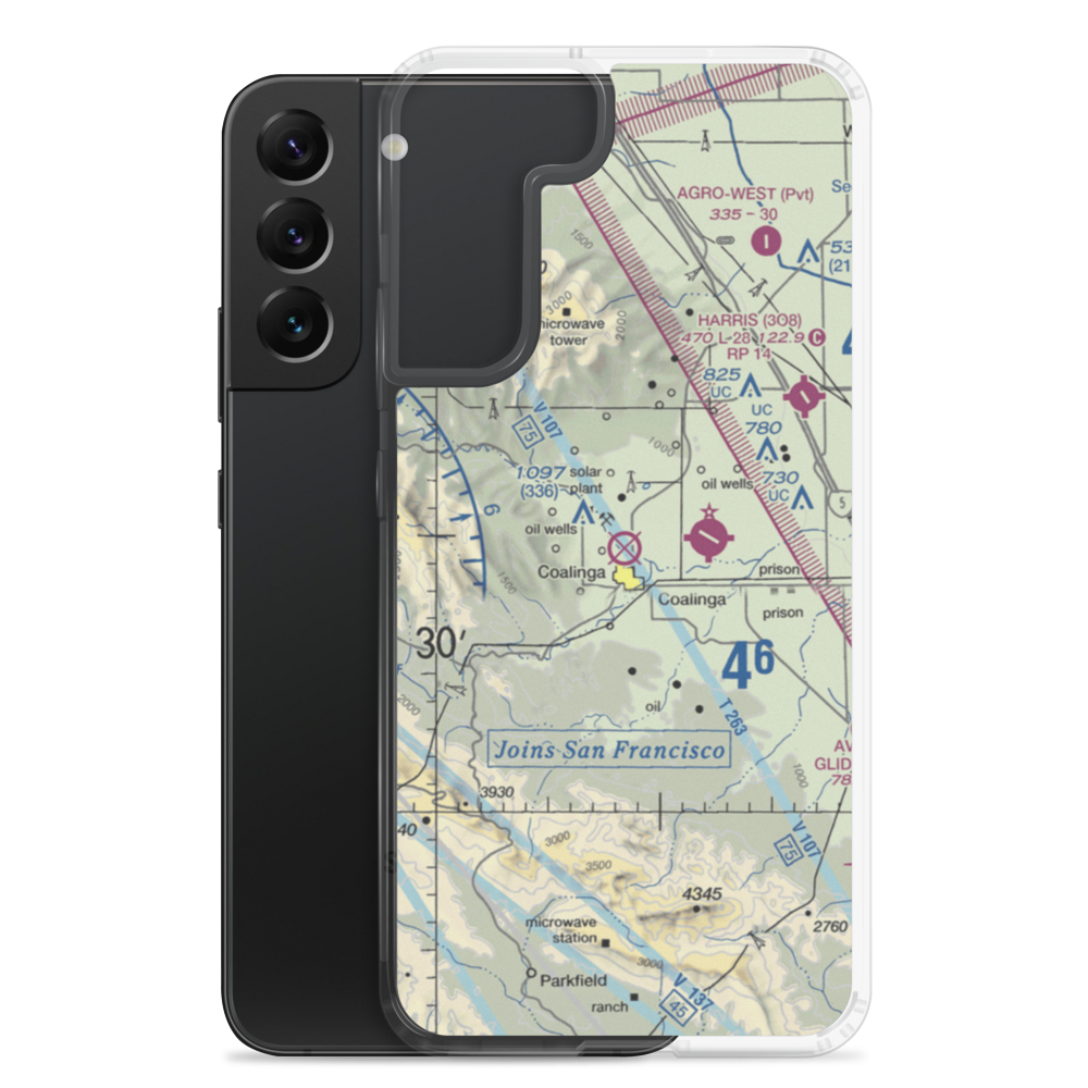 Coalinga Airport (CLG) VFR Sectional Samsung Case Samsung Galaxy S22 Plus model shown