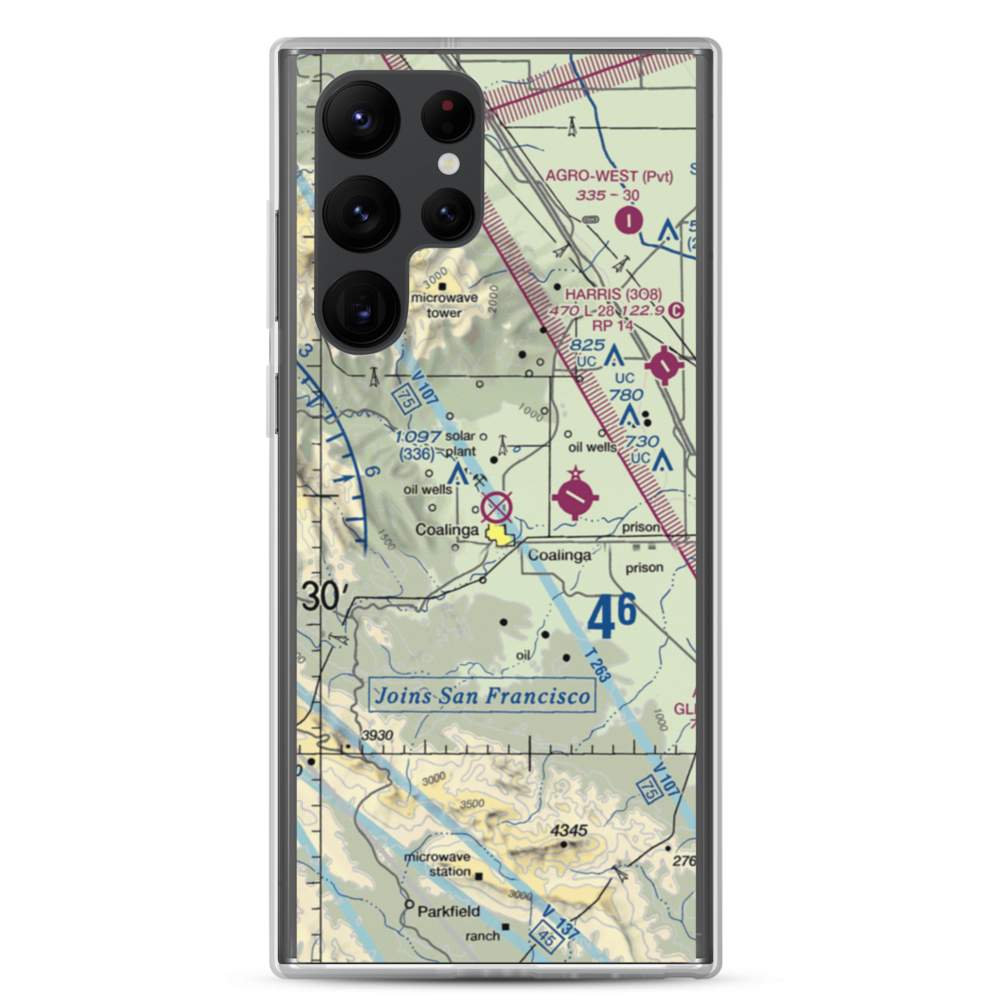 Coalinga Airport (CLG) VFR Sectional Samsung Case Samsung Galaxy S22 Ultra model shown
