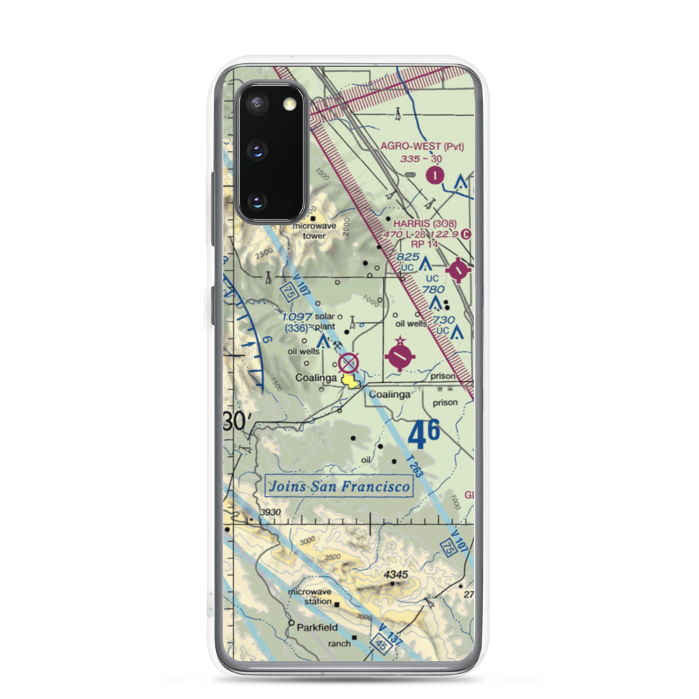 Coalinga Airport (CLG) VFR Sectional Samsung Case Samsung Galaxy S20 model shown