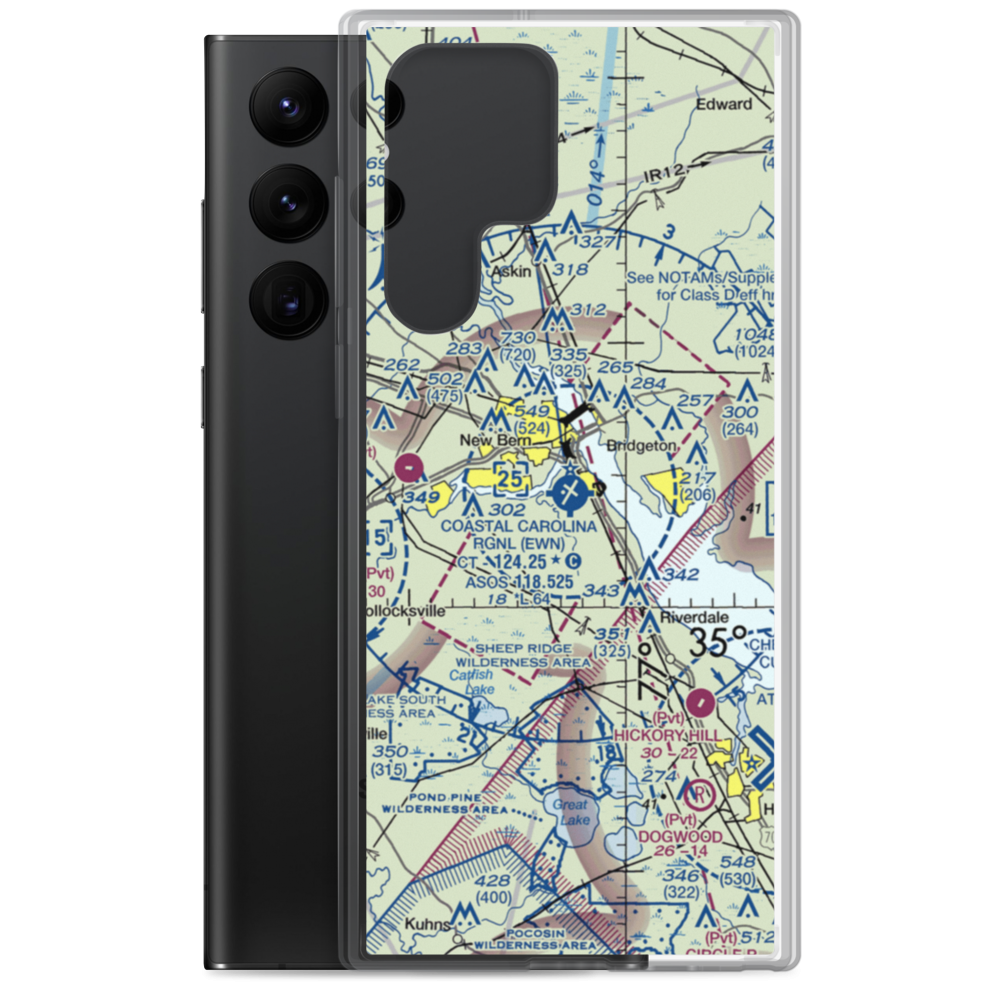 Coastal Carolina Regional Airport (EWN) VFR Sectional Samsung Case Samsung Galaxy S22 Ultra model shown