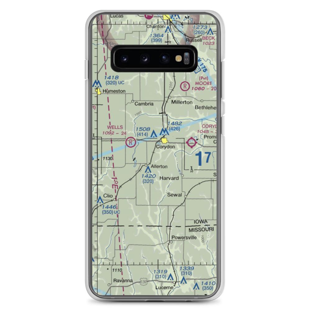 Cobb Farm Airport (IA76) VFR Sectional Samsung Case Samsung Galaxy S10+ model shown