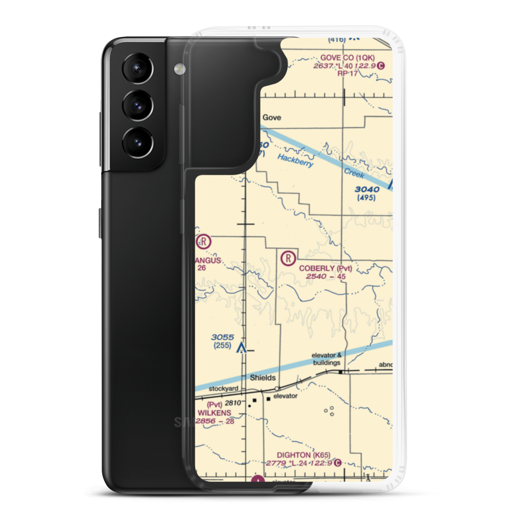 Coberly Airport (86KS) VFR Sectional Samsung Case Samsung Galaxy S21 Plus model shown