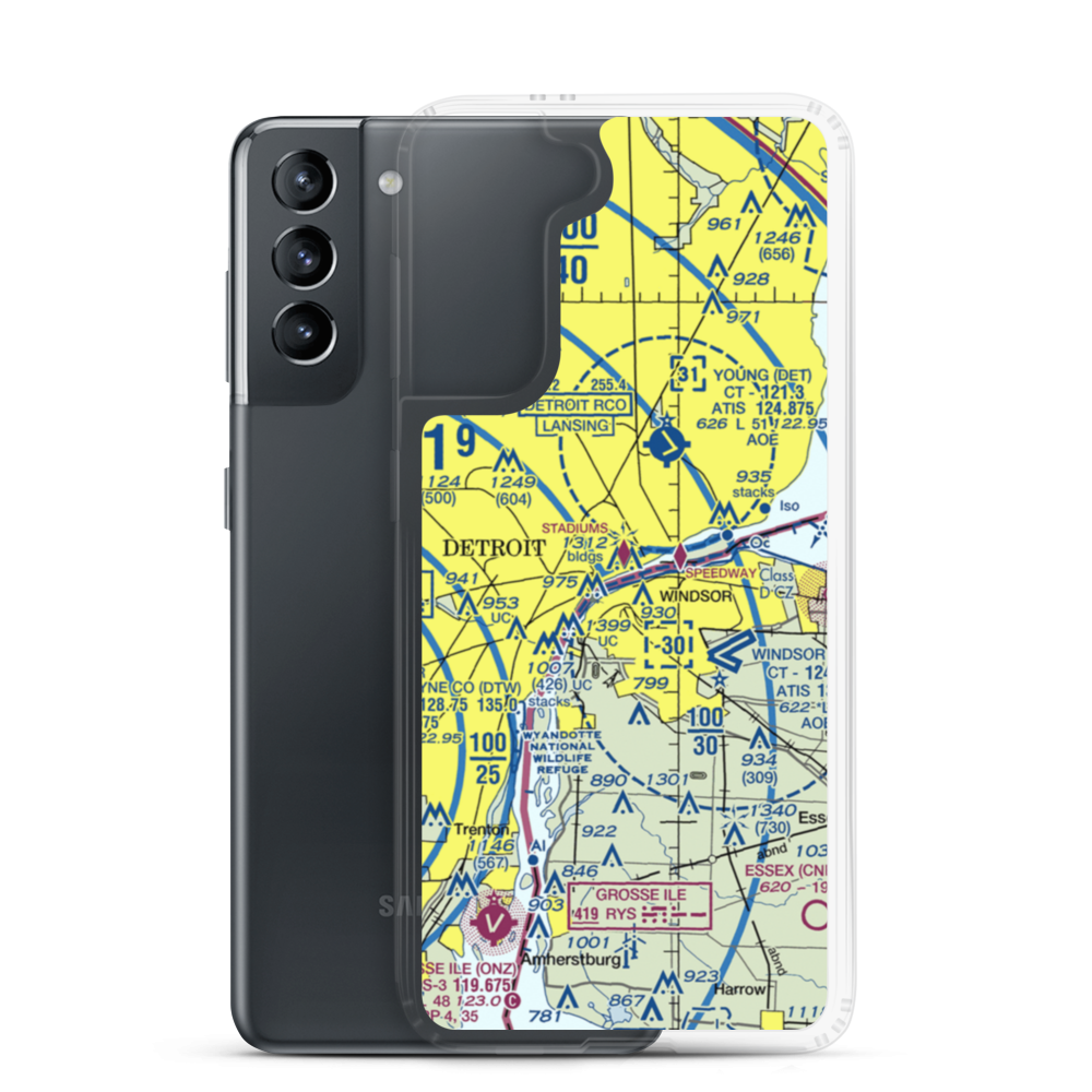 Cobo Hall Heliport (84G) VFR Sectional Samsung Case Samsung Galaxy S21 model shown