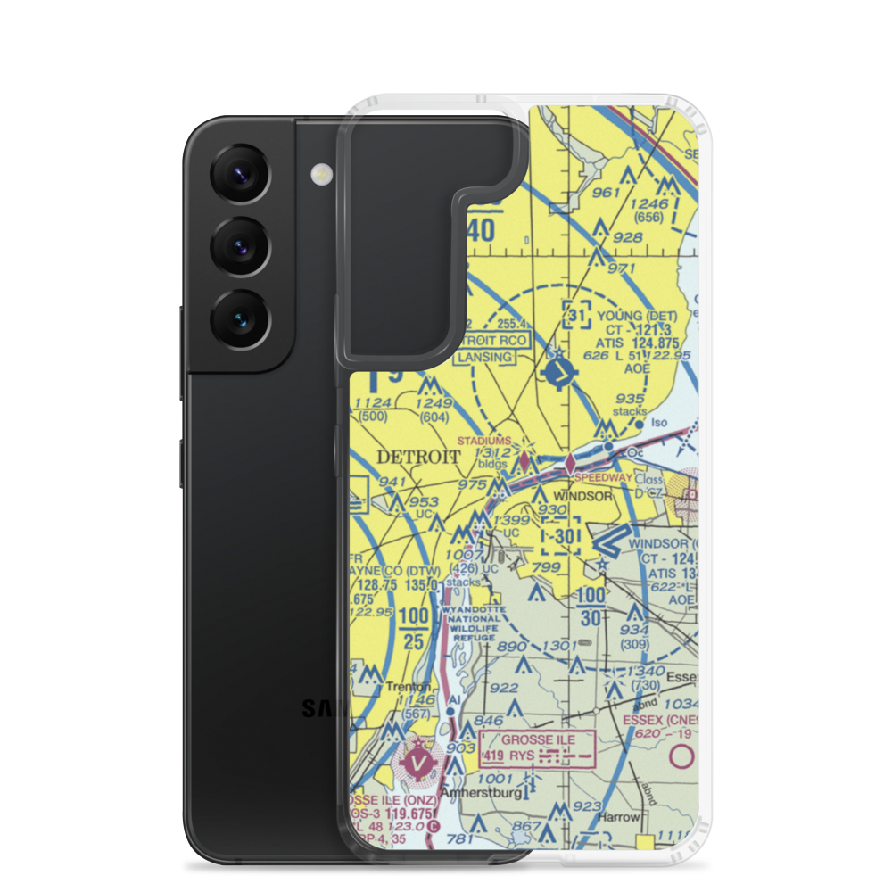 Cobo Hall Heliport (84G) VFR Sectional Samsung Case Samsung Galaxy S22 model shown