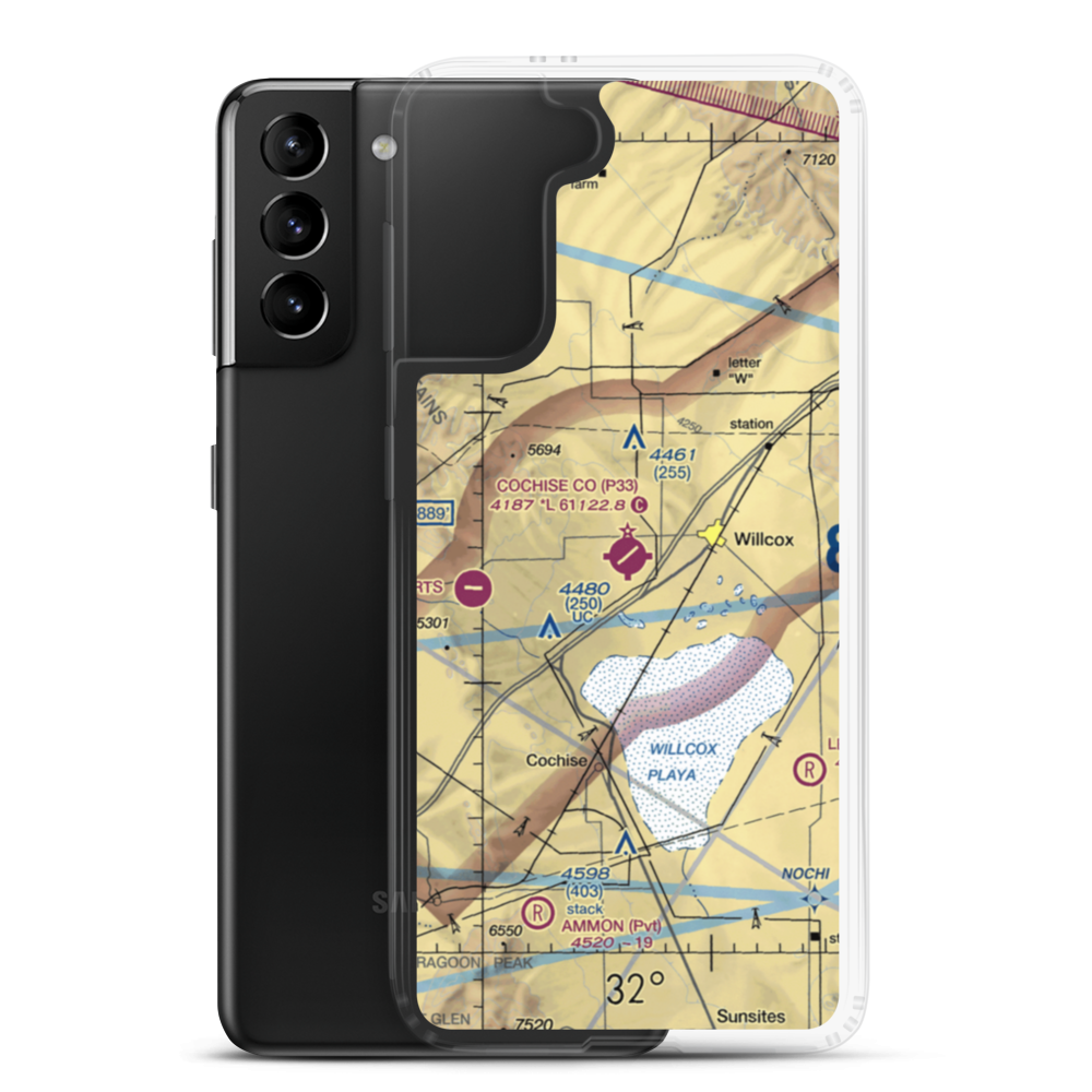 Cochise County Airport (P33) VFR Sectional Samsung Case Samsung Galaxy S21 Plus model shown