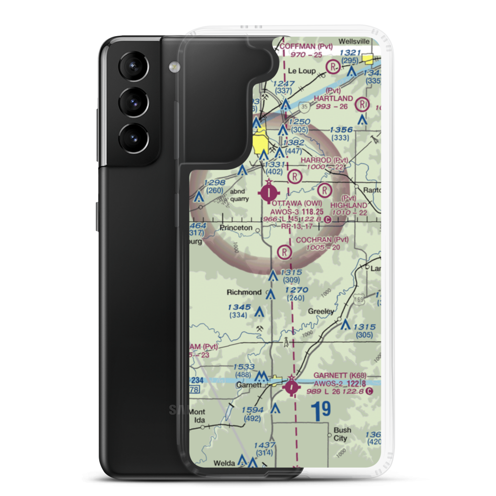 Cochran Airport (1KS1) VFR Sectional Samsung Case Samsung Galaxy S21 Plus model shown