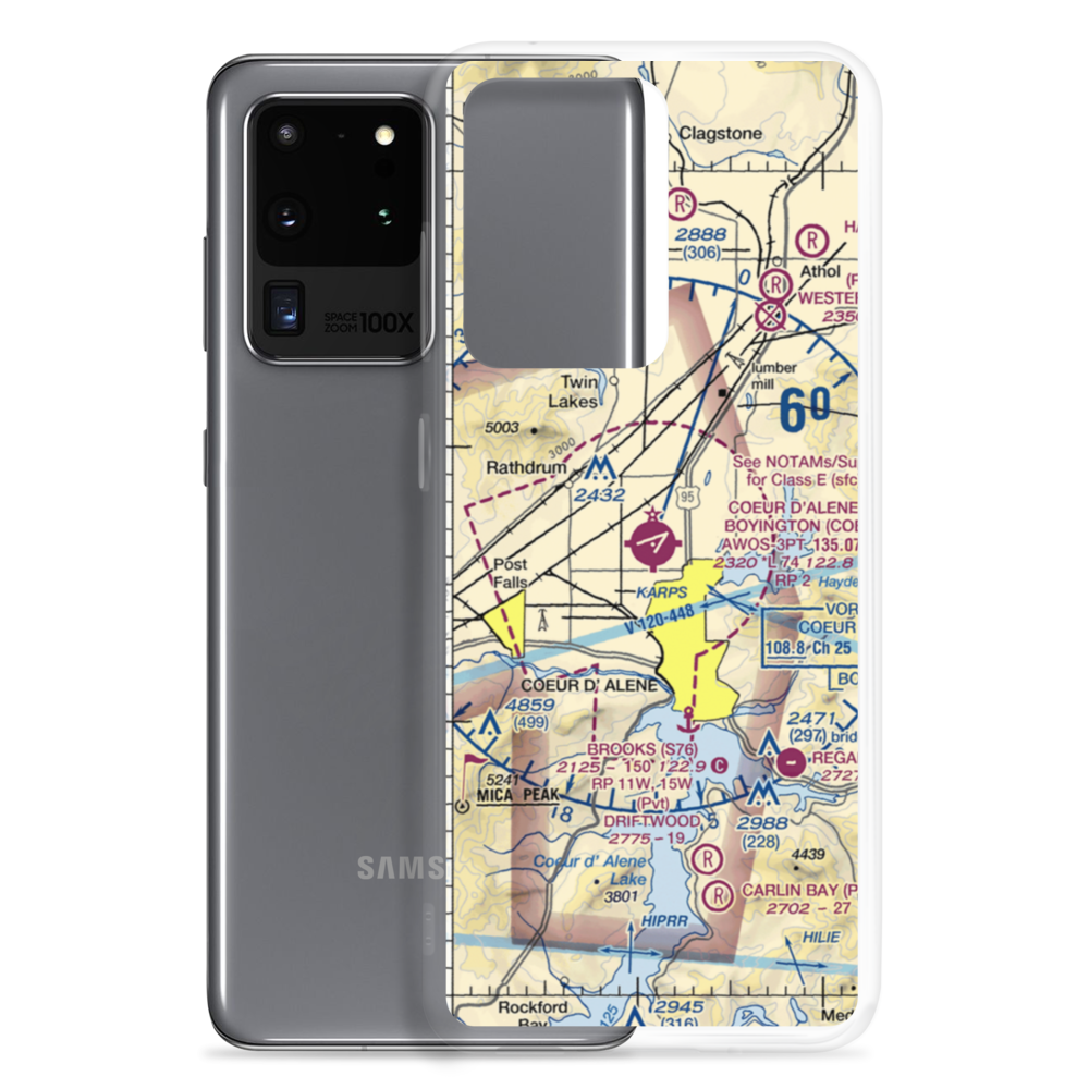 Coeur D'Alene - Pappy Boyington Field (COE) VFR Sectional Samsung Case Samsung Galaxy S20 Ultra model shown