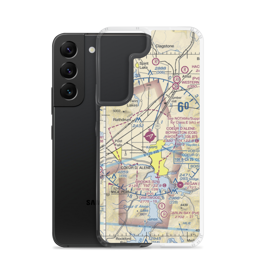 Coeur D'Alene - Pappy Boyington Field (COE) VFR Sectional Samsung Case Samsung Galaxy S22 model shown