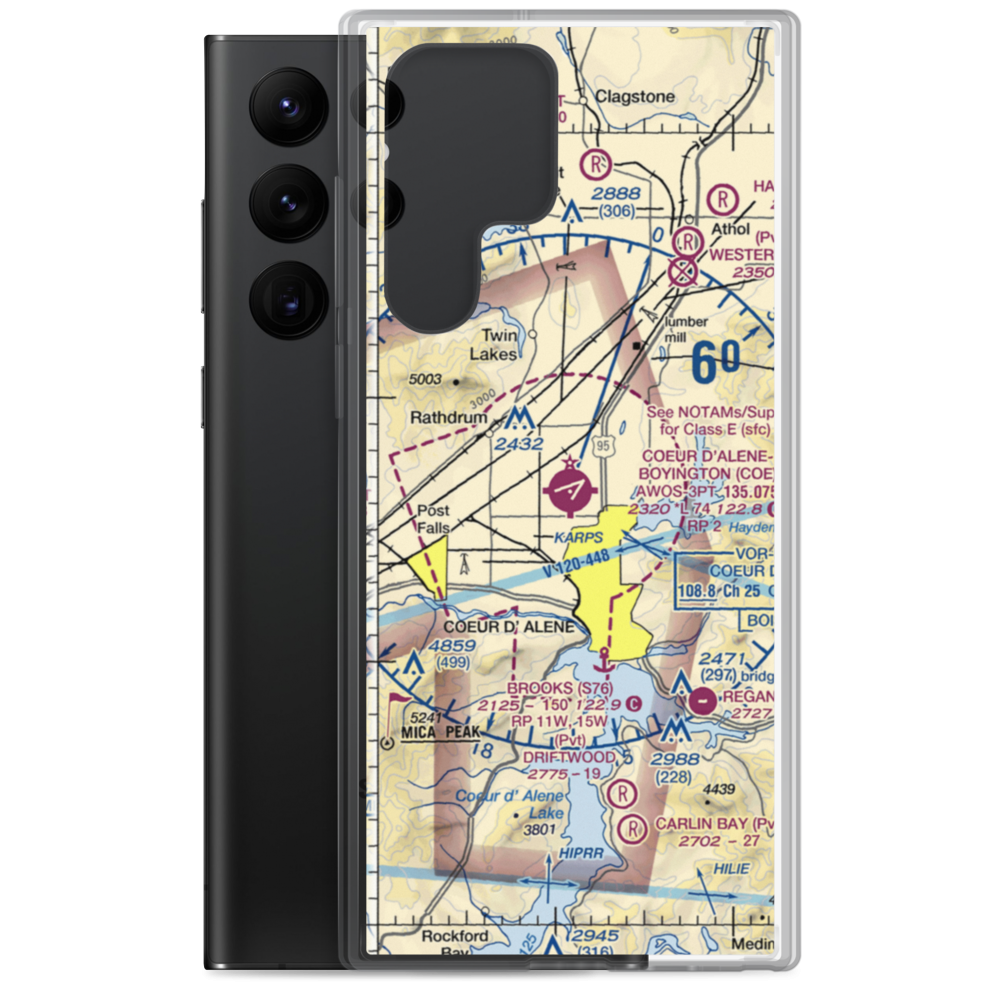 Coeur D'Alene - Pappy Boyington Field (COE) VFR Sectional Samsung Case Samsung Galaxy S22 Ultra model shown