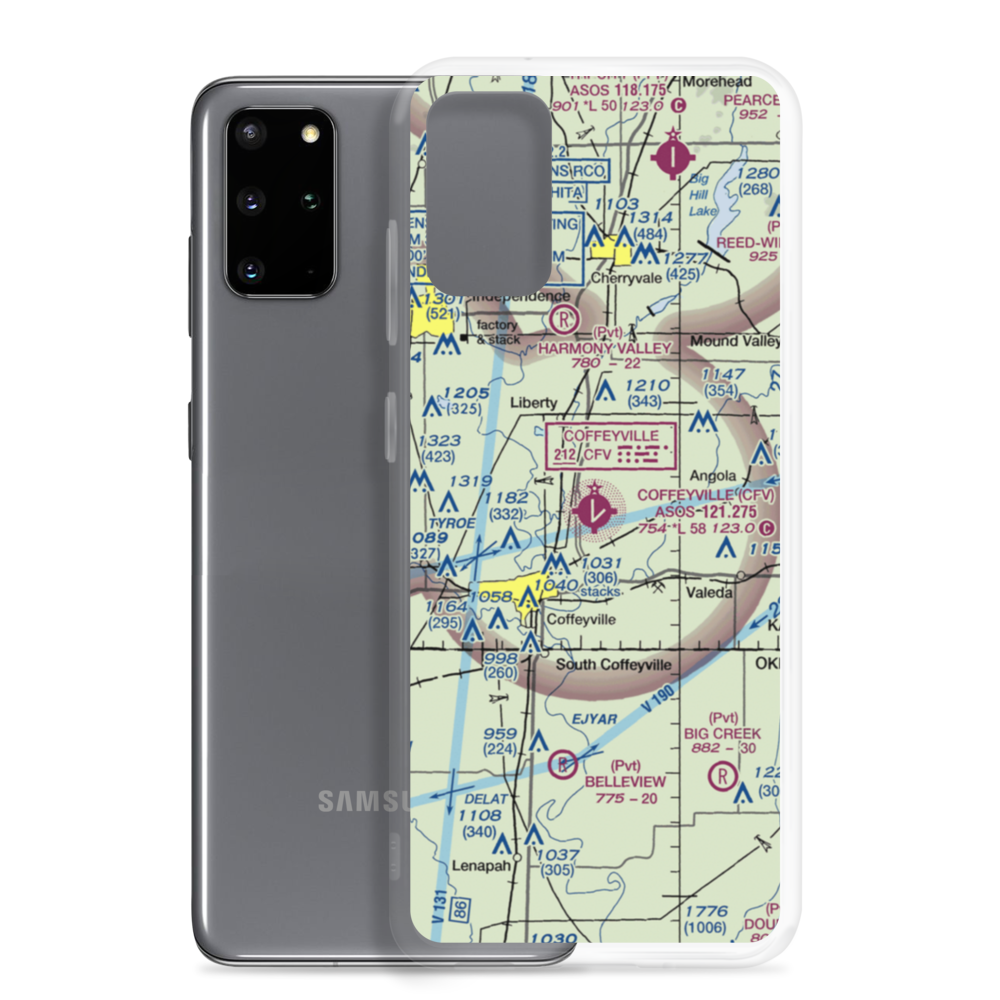 Coffeyville Municipal Airport (CFV) VFR Sectional Samsung Case Samsung Galaxy S20 Plus model shown