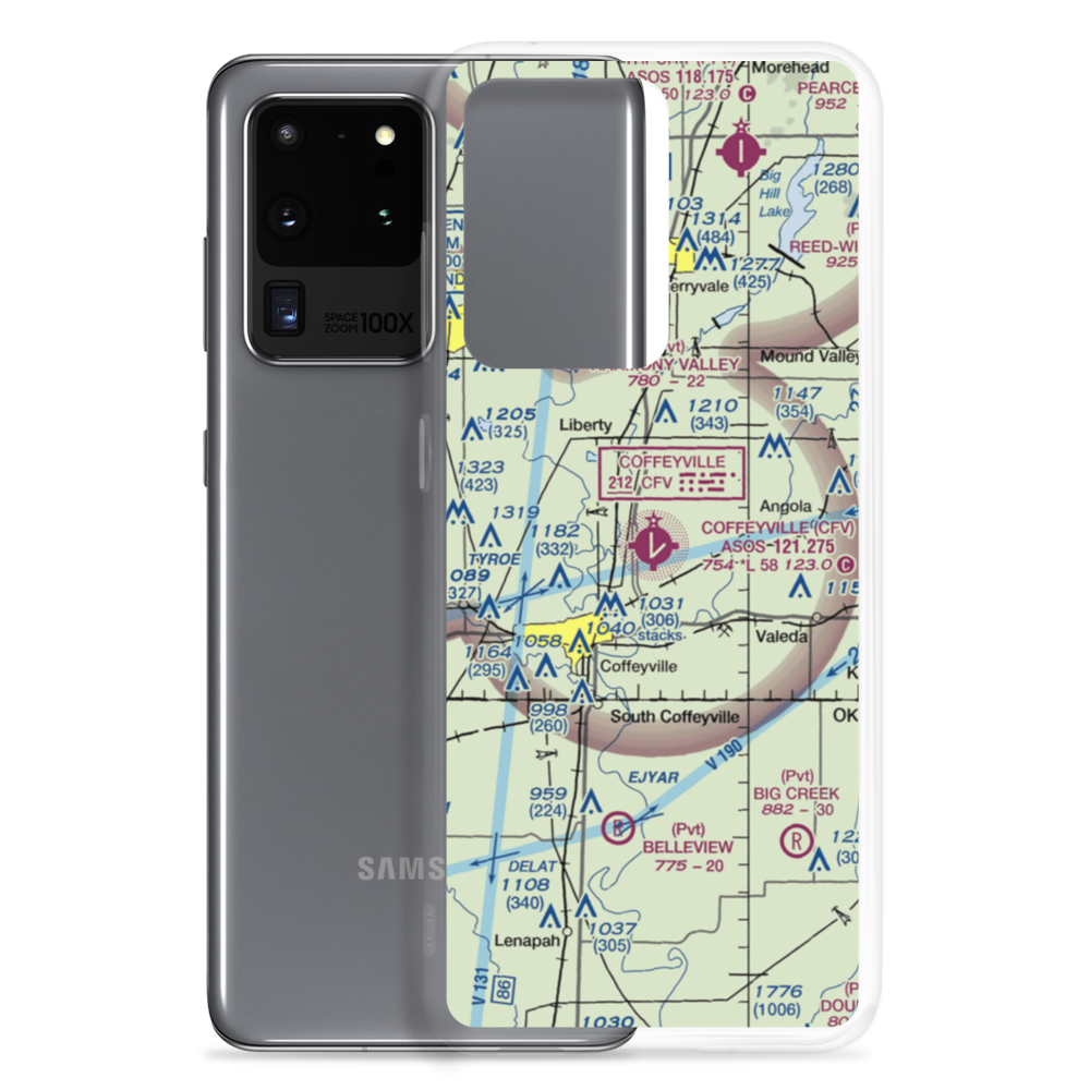 Coffeyville Municipal Airport (CFV) VFR Sectional Samsung Case Samsung Galaxy S20 Ultra model shown