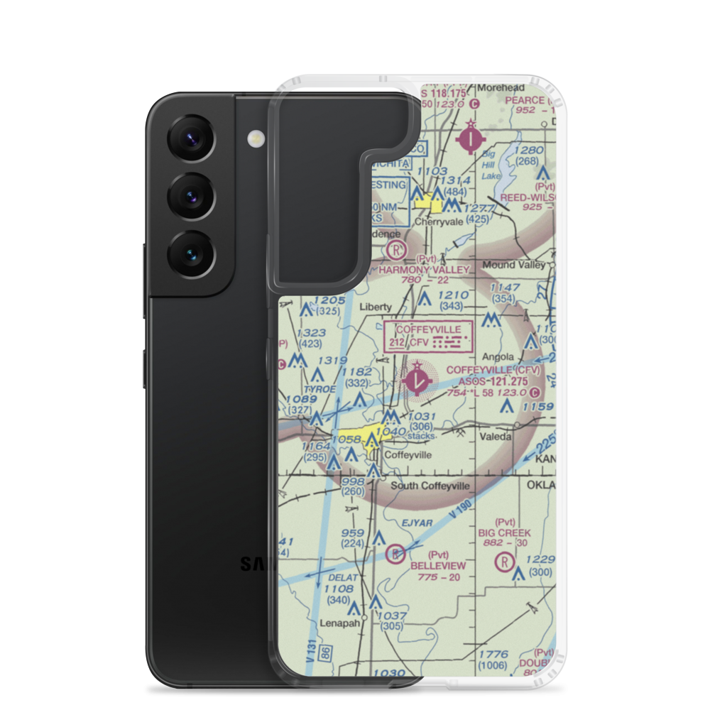 Coffeyville Municipal Airport (CFV) VFR Sectional Samsung Case Samsung Galaxy S22 model shown