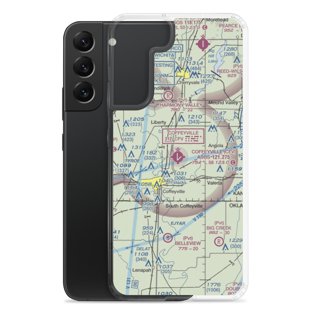 Coffeyville Municipal Airport (CFV) VFR Sectional Samsung Case Samsung Galaxy S22 Plus model shown
