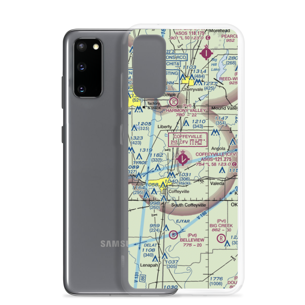 Coffeyville Municipal Airport (CFV) VFR Sectional Samsung Case Samsung Galaxy S20 model shown