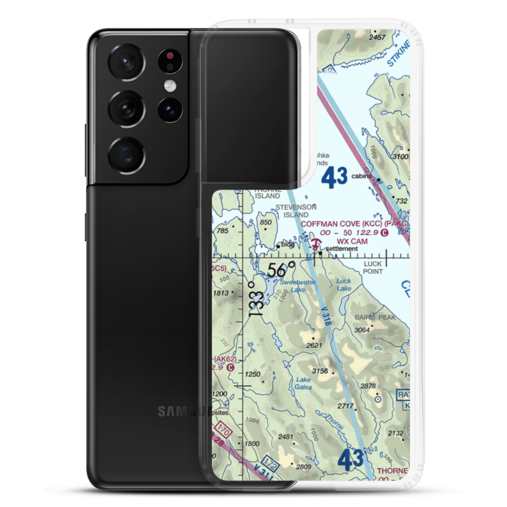 Coffman Cove Seaplane Base (KCC) VFR Sectional Samsung Case Samsung Galaxy S21 Ultra model shown
