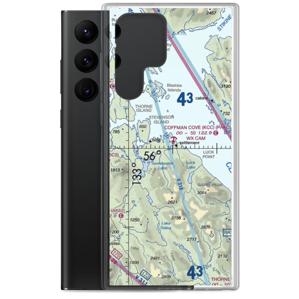 Coffman Cove Seaplane Base (KCC) VFR Sectional Samsung Case Samsung Galaxy S22 Ultra model shown