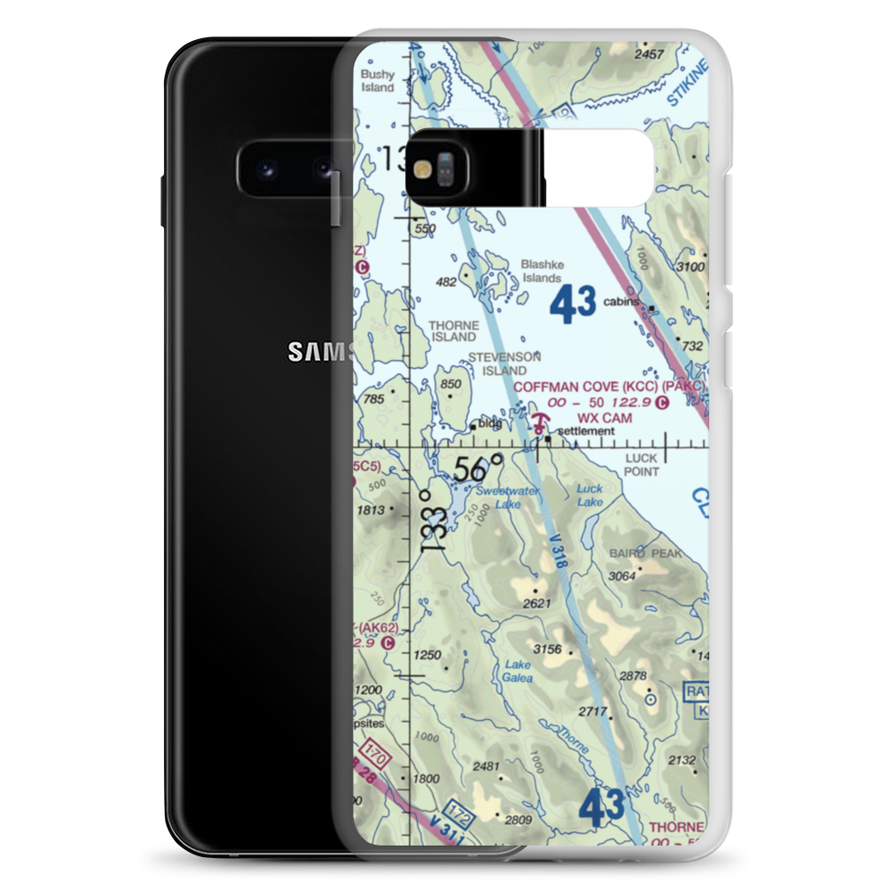 Coffman Cove Seaplane Base (KCC) VFR Sectional Samsung Case Samsung Galaxy S10+ model shown