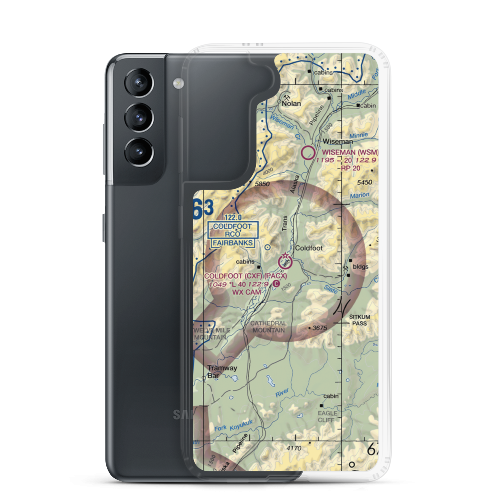 Coldfoot Airport (CXF) VFR Sectional Samsung Case Samsung Galaxy S21 model shown